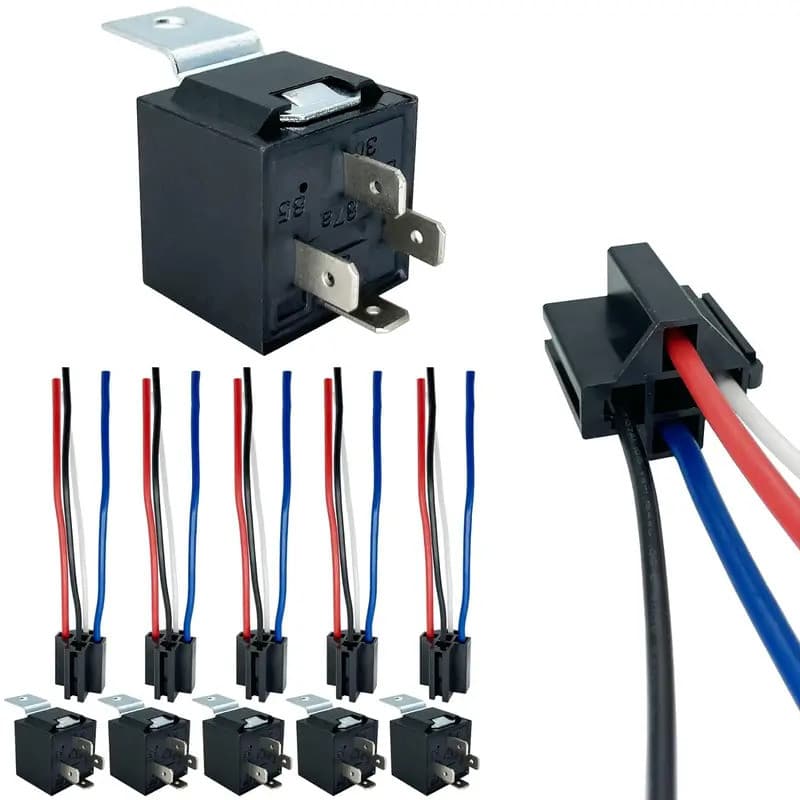 1 unidade de relé automotivo de 40A com soquete interligado, resistente, para caminhão, carro, van, motocicleta, barco,