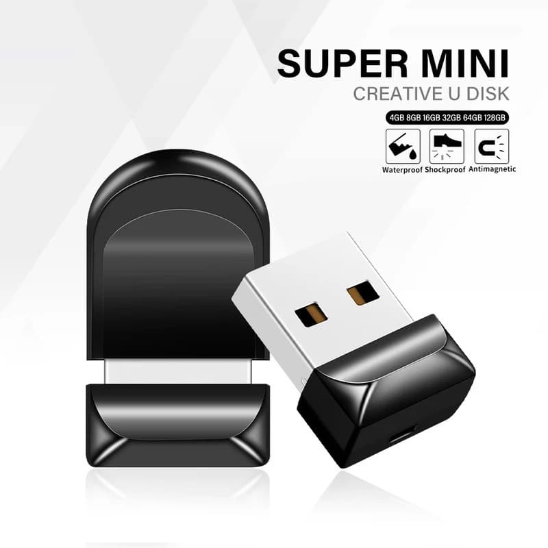 Pen Drive Mini Preto 128GB, Pen Drive de Alta Velocidade 64GB USB 2.0, Pen Drive Oval, Presentes Empresariais Convenient
