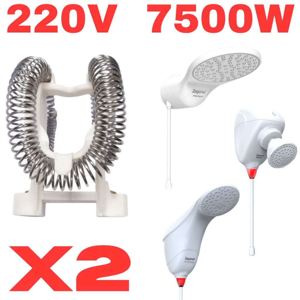 Kit 2 Resistência Ducha Moment Eletrônica Sublime Move Zagonel 220v 7500w Pratimix