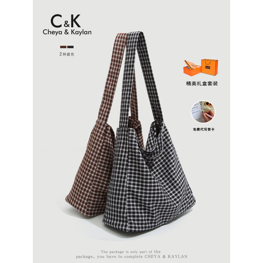 CHEYA & KAYLAN Super quente leve xadrez sacola feminina 2026 novo estilo grande capacidade lona Commuter bolsa de ombro