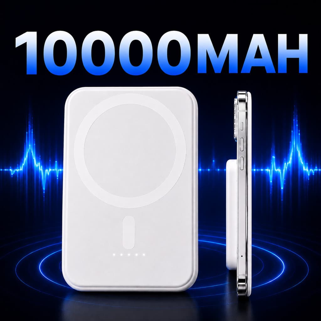 Bateria Portátil 10000mAh Magsafe Ultra Fino Carregamento 15W Compatível com iPhone 12 13 14 15 16 17