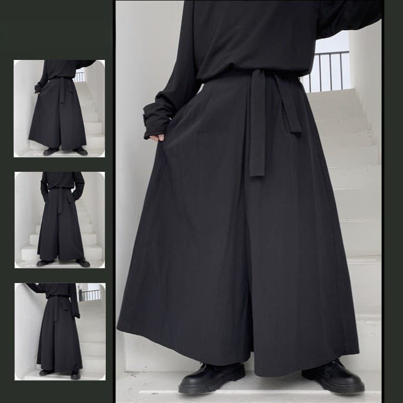 Calças Masculinas Pretas Escuras, Estilo Japonês, Largas e Elegantes, Tamanho Grande, Calças Casuais para Primavera e Ou
