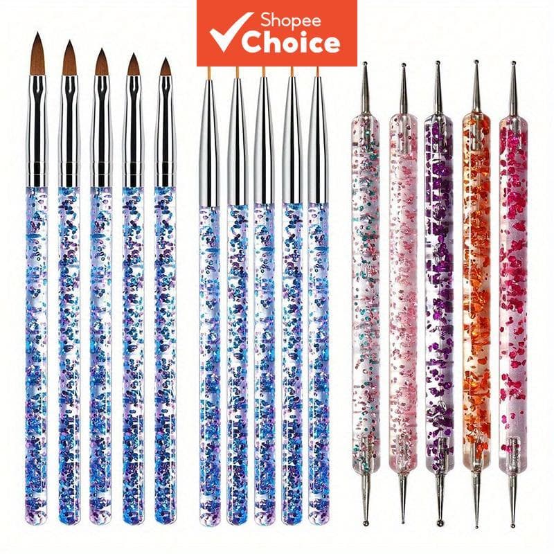 Conjunto de Pincéis para Arte em Unhas, Caneta de Escultura em Gel UV para Design de Manicure DIY