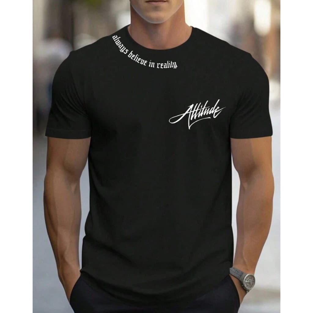Camiseta Masculina Attitude 100% Algodão Estampada Casual Streetwear T-Shirt