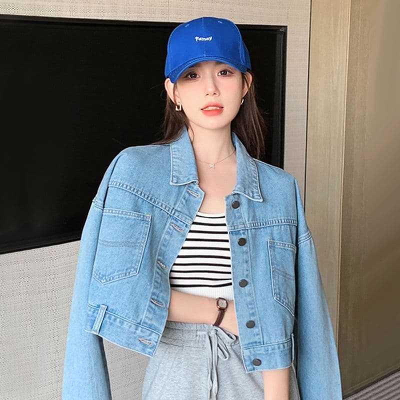 Jaqueta jeans feminina primavera outono novo estilo pequena moda costura temperamento solto moda nicho exterior Wear top