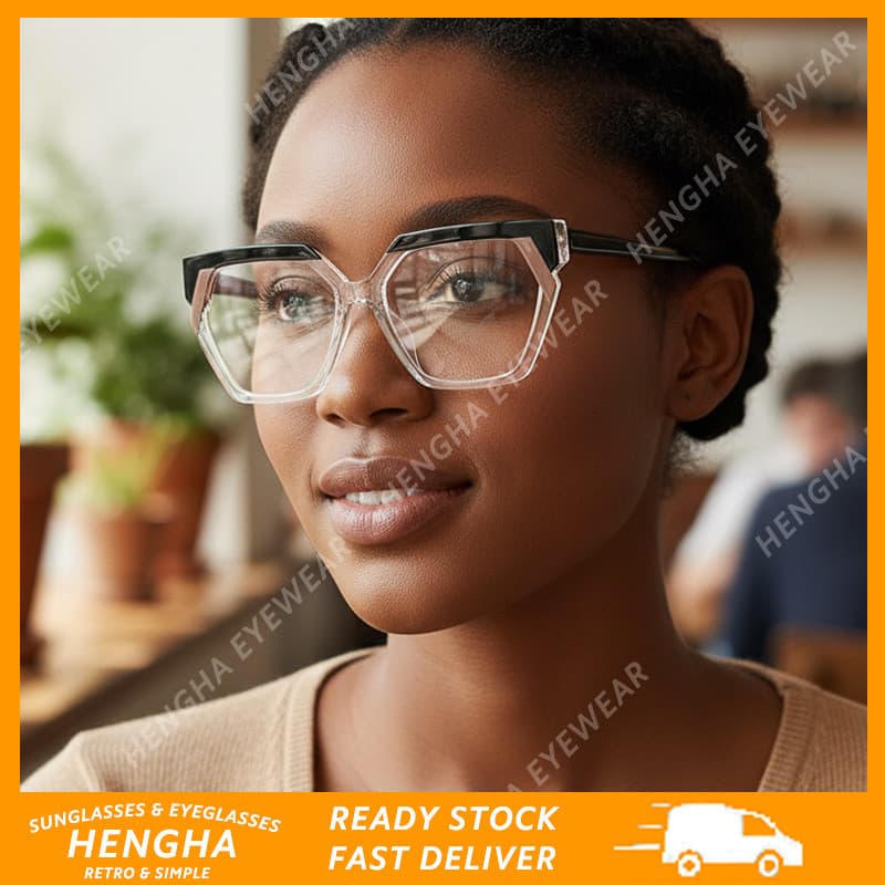 (HENGHA) Óculos Leves Euro Retro Cat Eye Femininos , Anti-Luz Azul Para Deslocamento E Laptop De 9 A 5 Meses Mínimos Tra