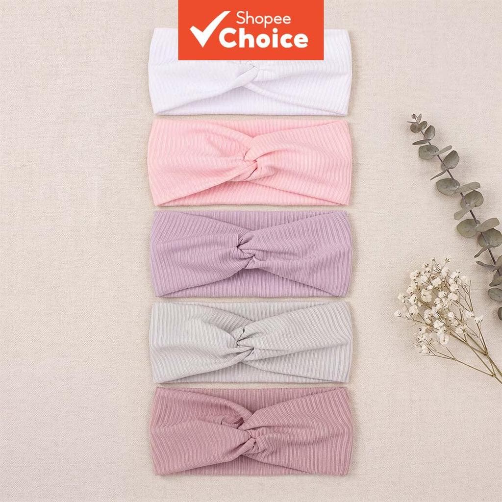Doce Pacote De 5 Peças Macio Elástico Recém-Nascido Malha Headbands Infantil Fontanelle Faixas De Proteção Ins Estilo Fo