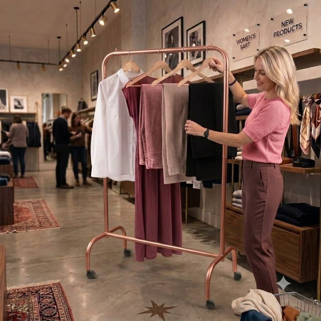Arara Desfile Articulada Com Rodinhas Ajustável 80cm Closet Loja  Reforçada - ROSE