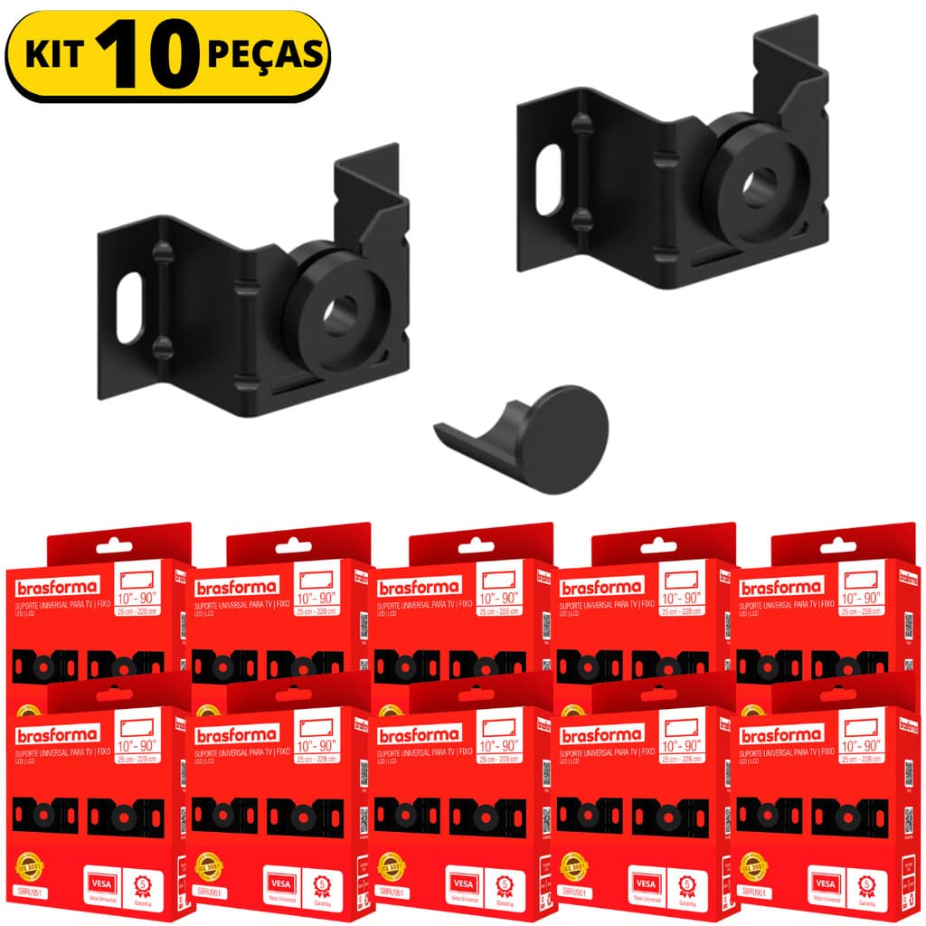 Kit 10 Suporte De Tv Fixo Universal Parede 10 A 90 Polegadas Brasforma