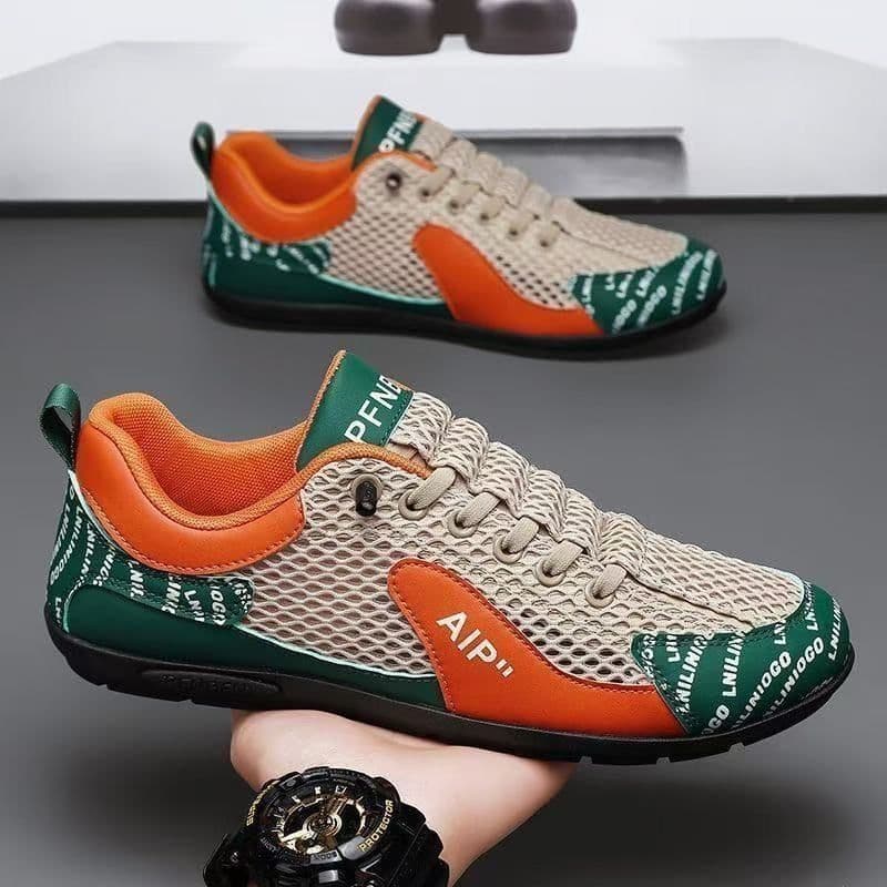 Sapatos Masculinos Verão Malha Fina Respirável Oco Esportivos Moda Na