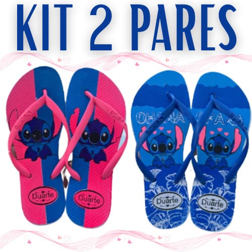 Kit 2 Pares de Chinelo feminino Sandalia Stitch Mais Vendido Promocao