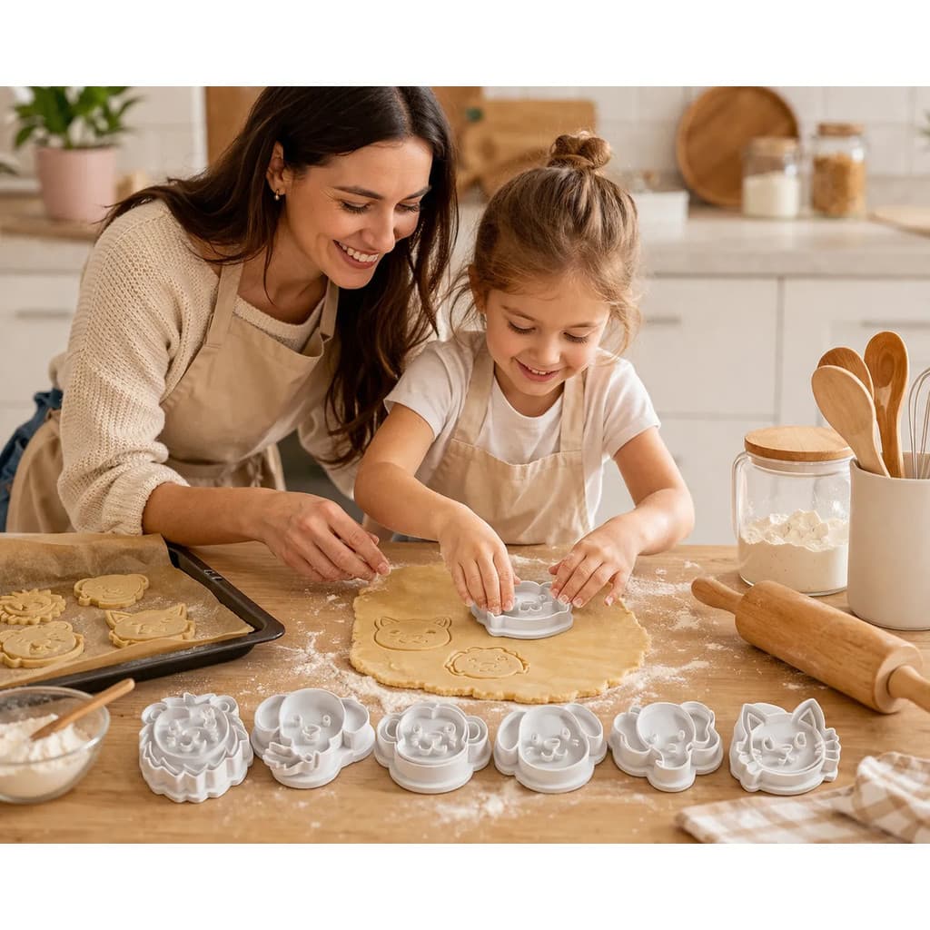Kit 6 Cortadores De Biscoito Infantil Animais Cookie Cortado Festas Massinhas Biscoito Crianças