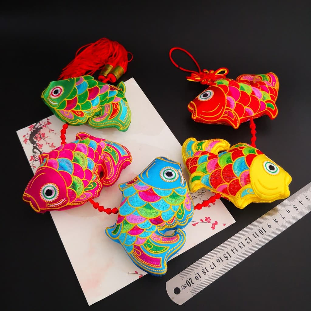 Corda bordada com nó chinês, corda de peixe, borboleta, Facebook, de bambu, corda do zodíaco, decorações de ano no
