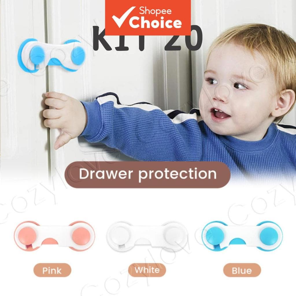 Kit de Segurança Infantil: 20 Travas de Gaveta + Protetores de Maçaneta de Porta, Trava de Gaveta para Crianças + Tampas