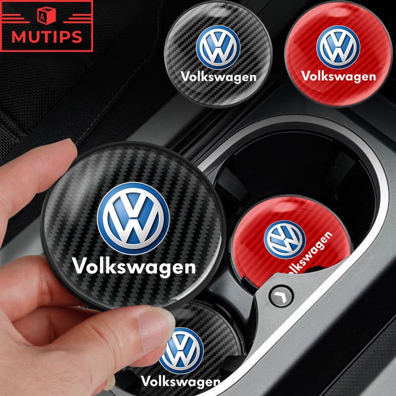 Volkswagen 1 Pc/Set Antiderrapante Suporte De Copo De Fibra De Carbono Almofada Para Carros VW Polo T-Cross Gol Saveiro