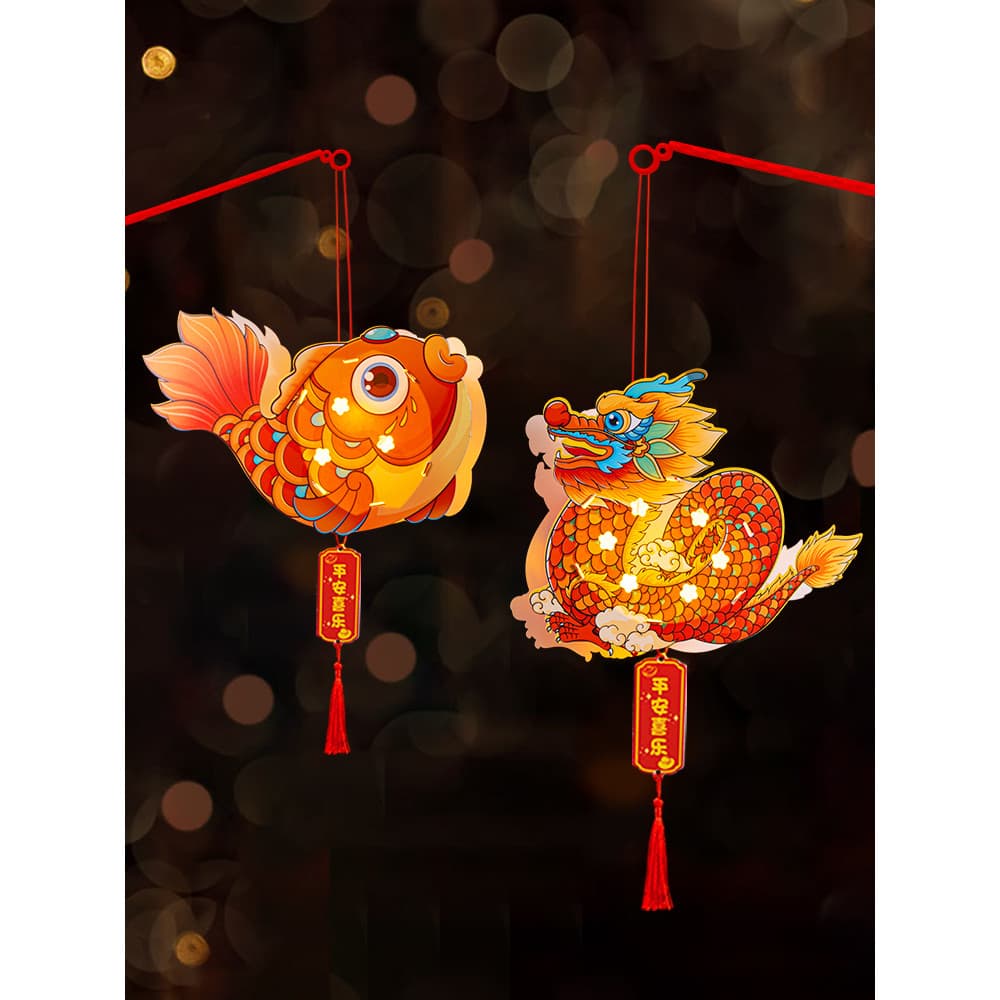 Lanterna de dragão artesanal diy crianças luminosa lanterna portátil 2026 ano novo chinês primavera festival estilo lant