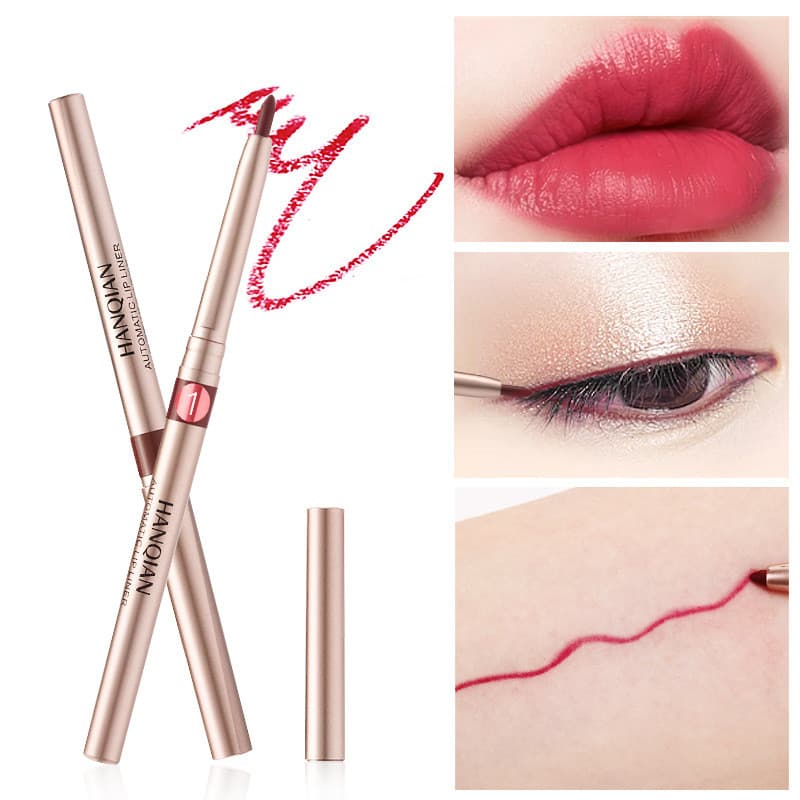 Lápis labial rotativo automático, delineador labial à prova d'água, de longa duração, sem desbotamento, Base labial para