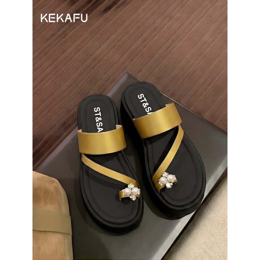 Sábado sandálias de sola grossa chinelos femininos desgaste exterior verão novo estilo flip-flops sandálias de praia fra