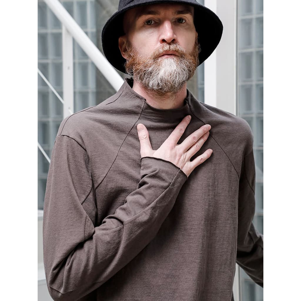 GAOSTUDIOS Desconstrução Estilo Japonês Desgastado Roupas de Outono Gola Longa Algodão Puro Solto Manga Longa T All-Matc