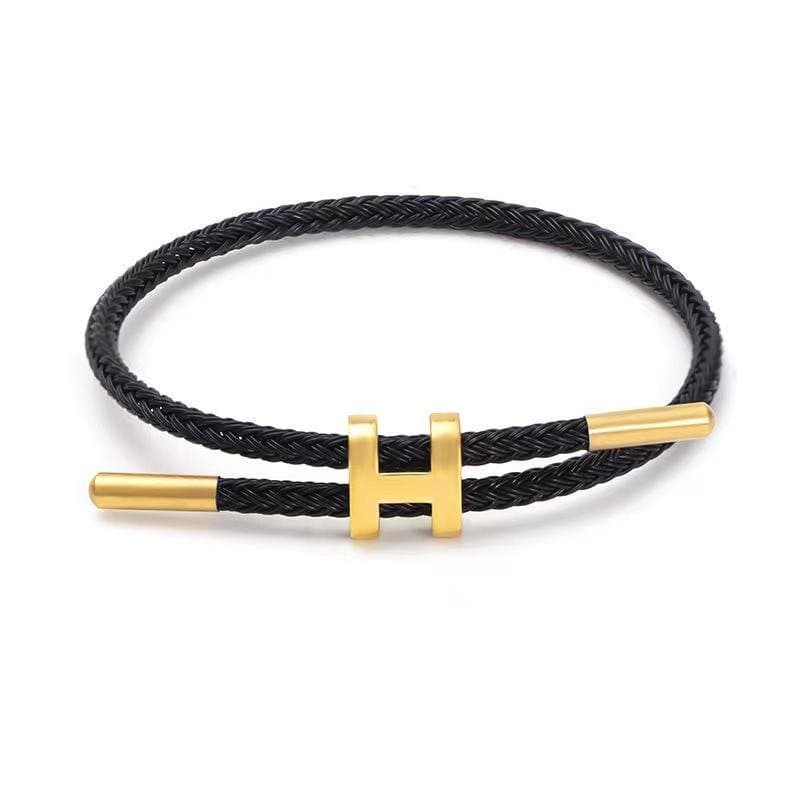 Pulseira De Corda Feminina Com Encanto De Aço Inoxidável