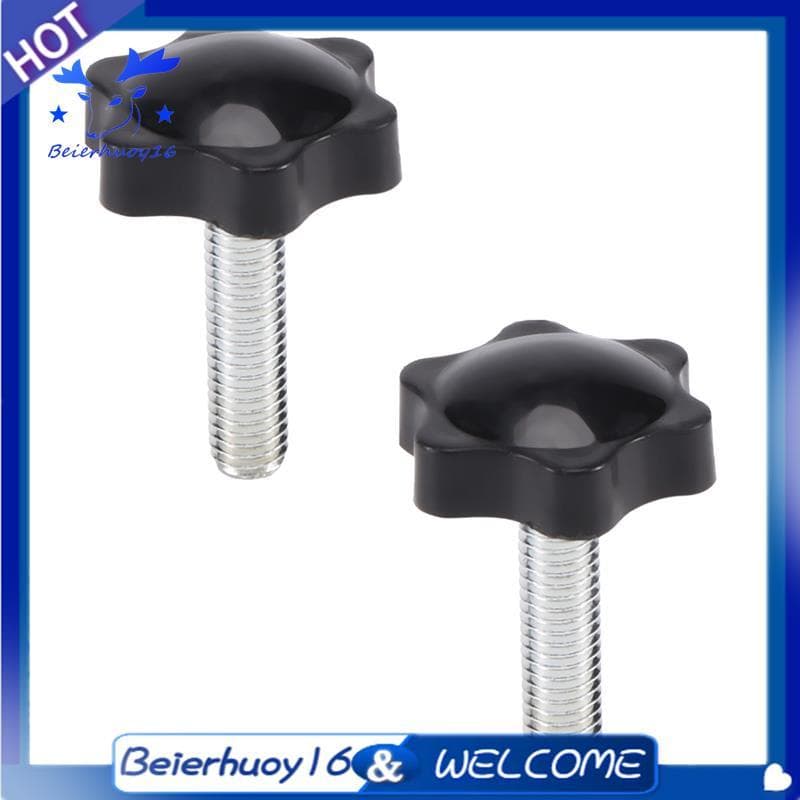2 Peças M8 x 30mm Rosca Macho 32mm Botão De Fixação De Cabeça Estrela Preto