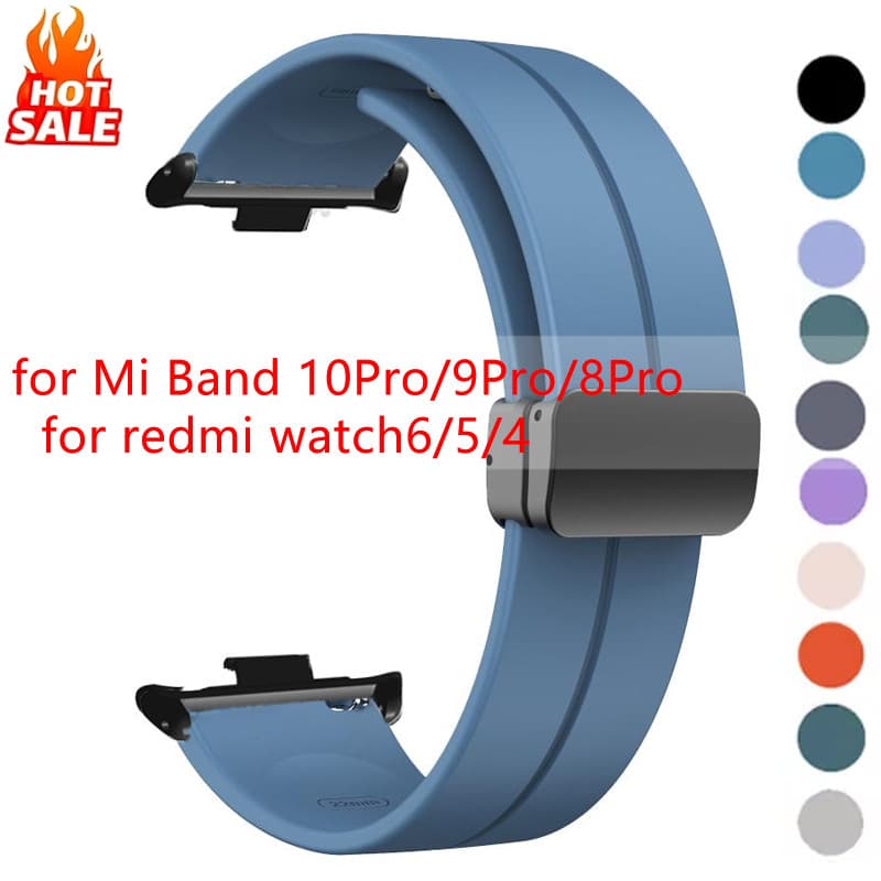 Pulseira De Silicone Com Fivela Magnética (Sem Relógio) Compatível Redmi Watch 6/5/4 Para Xiaomi Mi Band 10 Pro 9/8 Stra