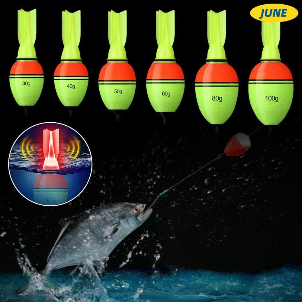 Junho 5pcs Bóia De Pesca EVA , Flutuador Luminoso De Fundição Longa Para Agarrar Os Olhos , Bobber De Plástico Com Cauda