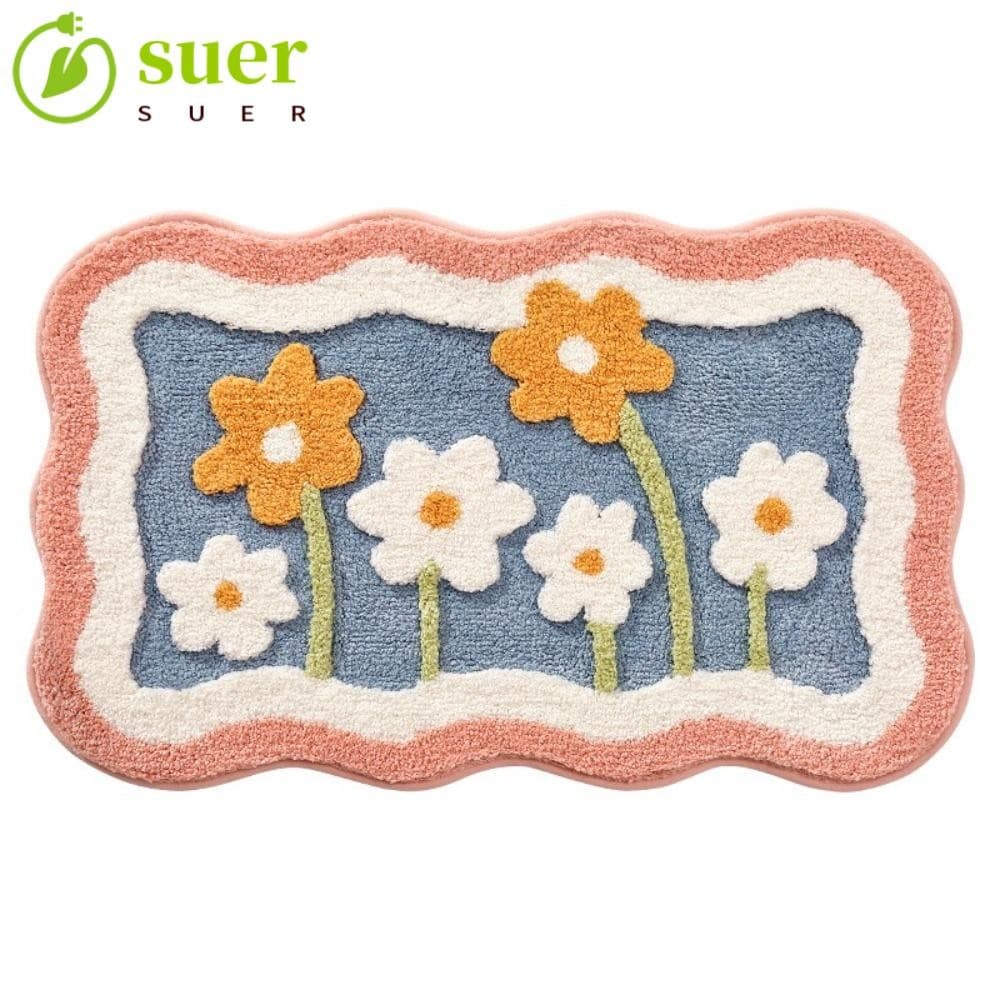 Tapete De Flores SUER1YE , Absorvente Macias Banheiro Antiderrapante Resistente À Sujeira E Confortável