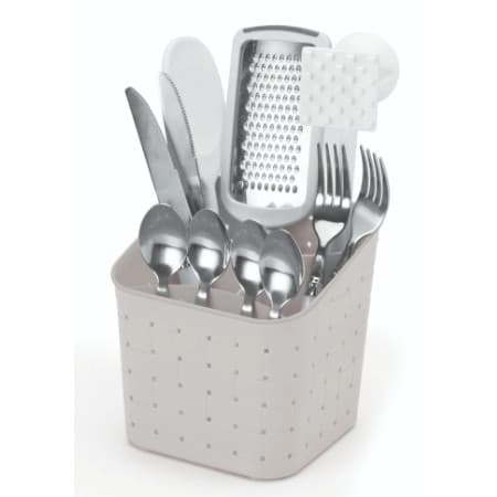 Organizador de Talheres Branco – Porta Talheres com Divisórias para Cozinha