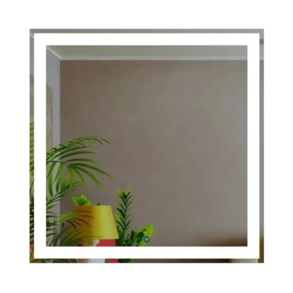 Espelho Touch Quadrado Jateado 90x90 Led Branco a Pilha