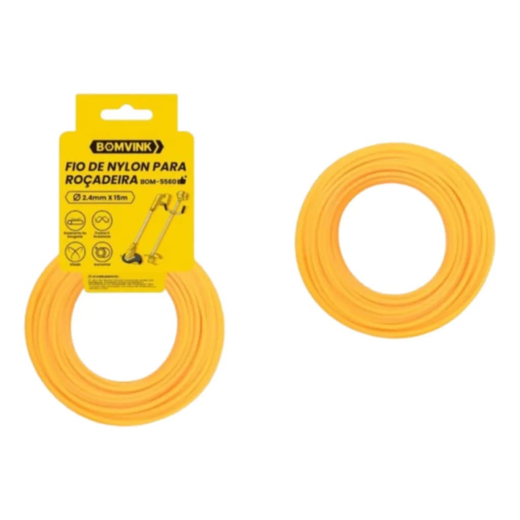 Kit 12 Un Fio De Nylon Para Roçadeira 2.4Mm X 15M Jardinage