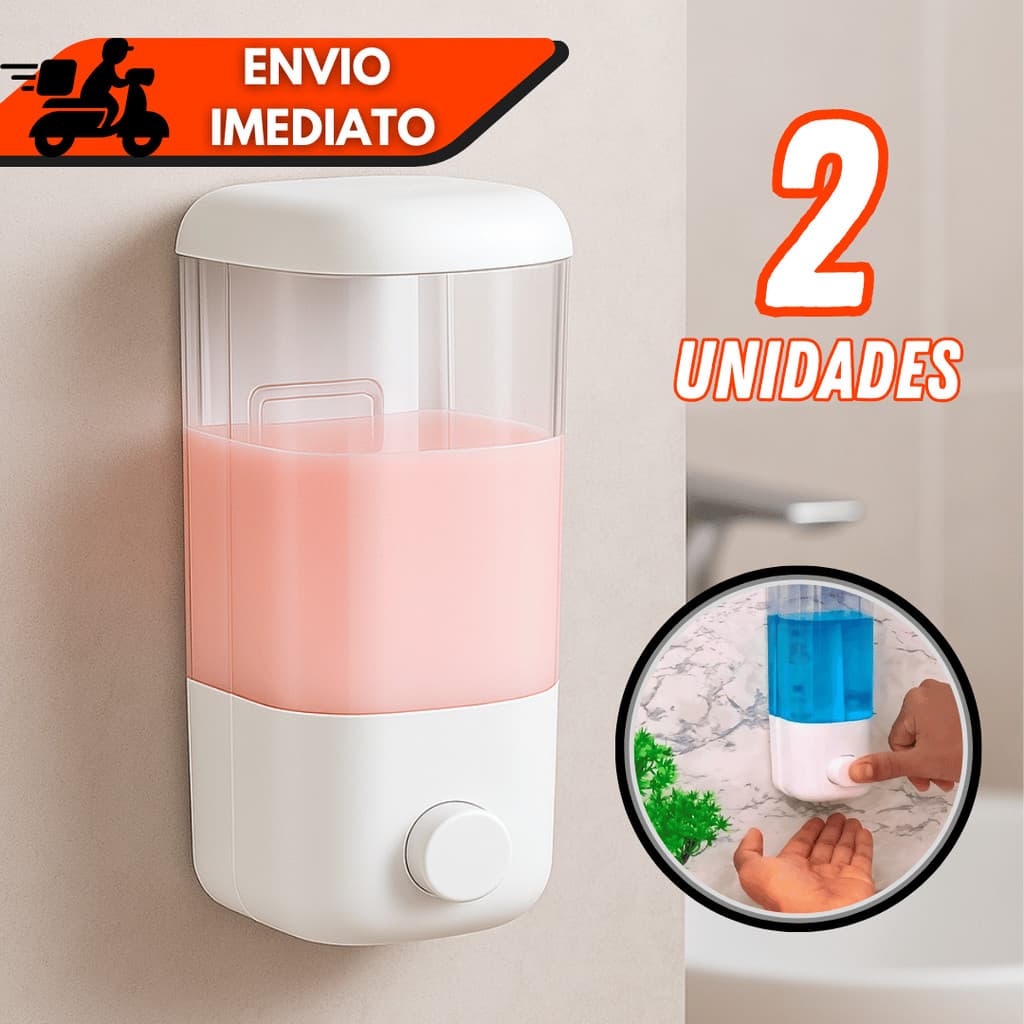 Kit 1/2 Dispenser de Parede para Cozinha Banheiro Sabonete Líquido Álcool em Gel Sabão Detergente