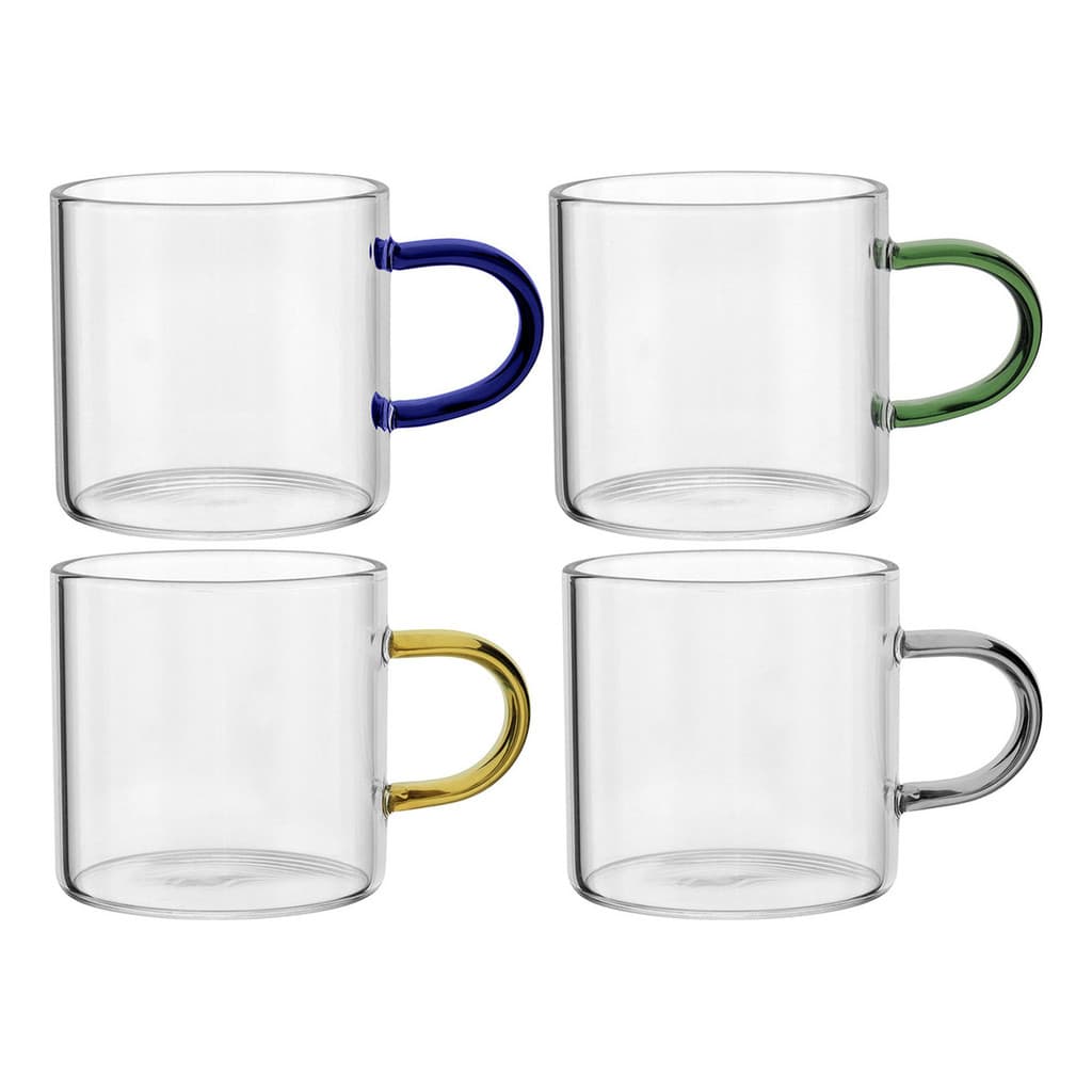 Jg 4PÇS Xícara Alça Multicolor Borossilicato 100ml 5x5x5cm Transparente