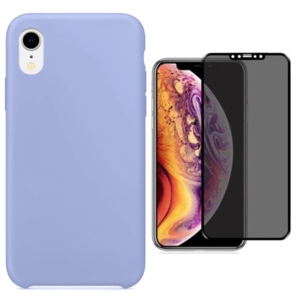Capa Capinha Para iPhone Xr Lilás Aveludada + Película Privacidade
