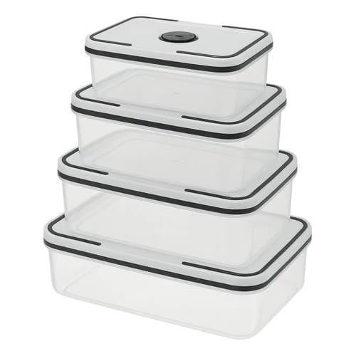 Conjunto 4 Potes Herméticos Quadrados 🍱 Com Tampa | Plástico Resistente e Empilhável