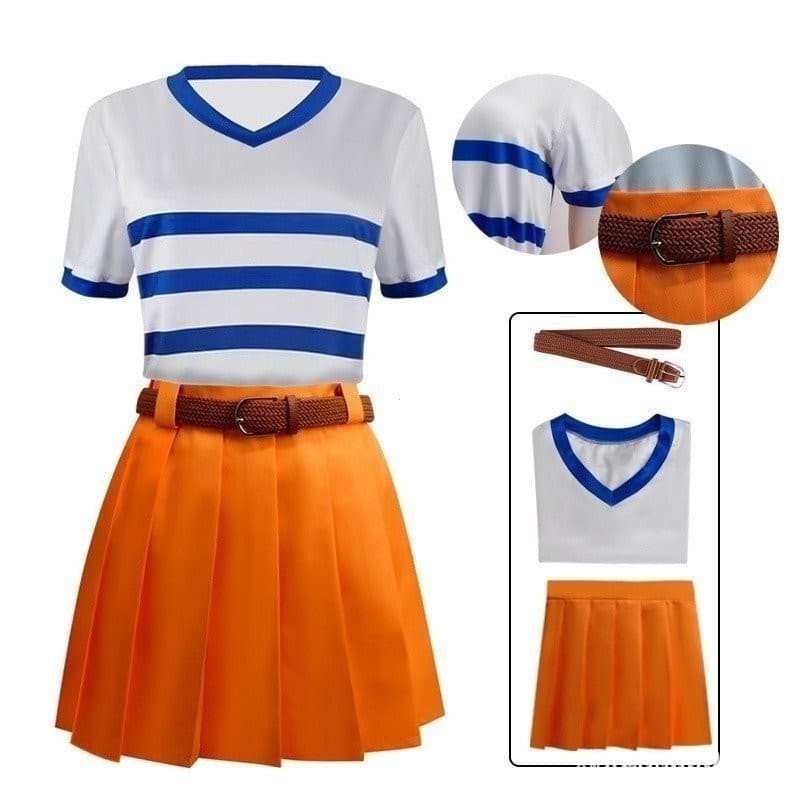 Camisa Fantasia Nami Uniforme Adulto Conjunto Completo Festa de Halloween Carnaval para Mulheres MUT6 7722 SU3M 6WEK