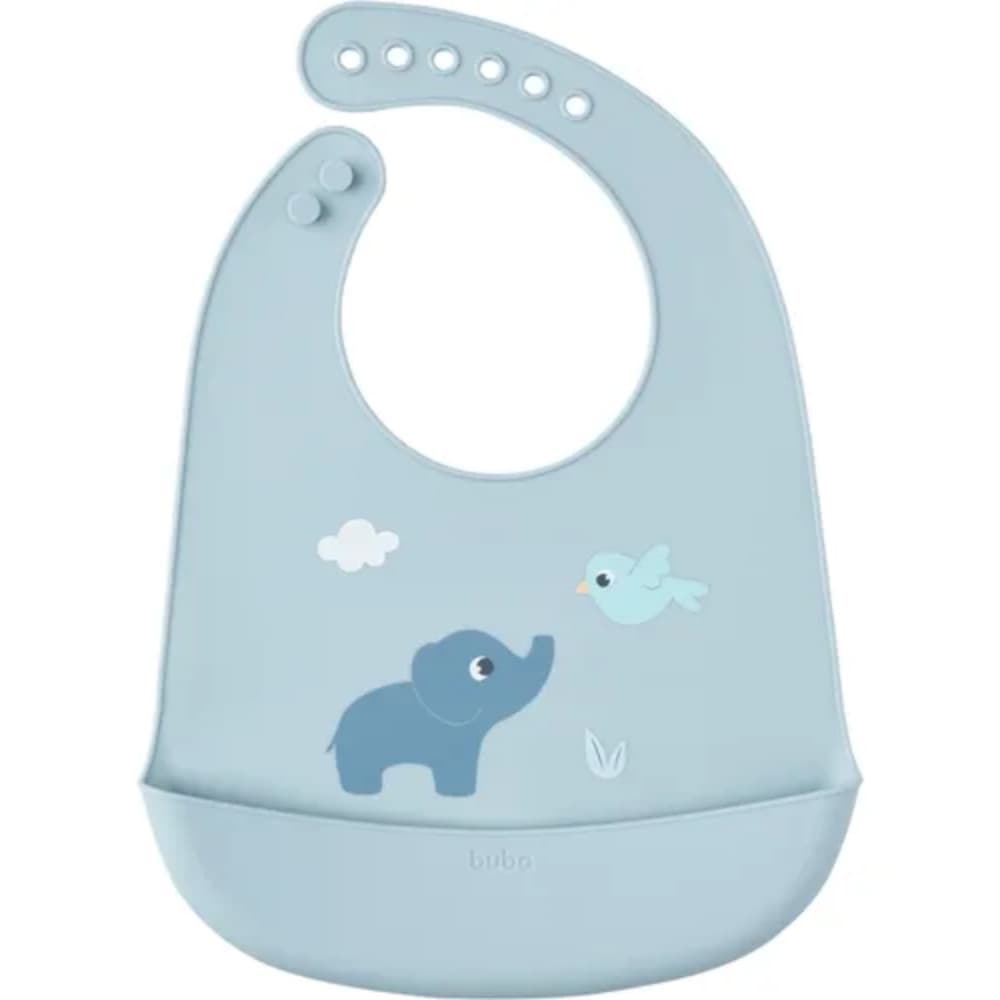 BABADOR EM SILICONE COM PEGA-MIGALHAS CLOUDY - AZUL CLARO - BUBA