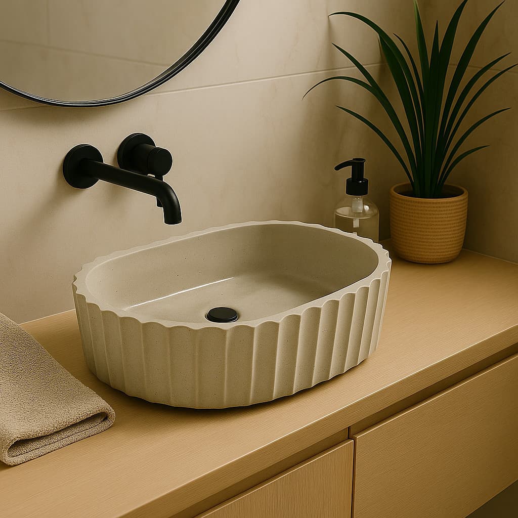 Cuba De Concreto Zig Zag  Para Banheiro Sobrepor Design Resistente e Sofisticado