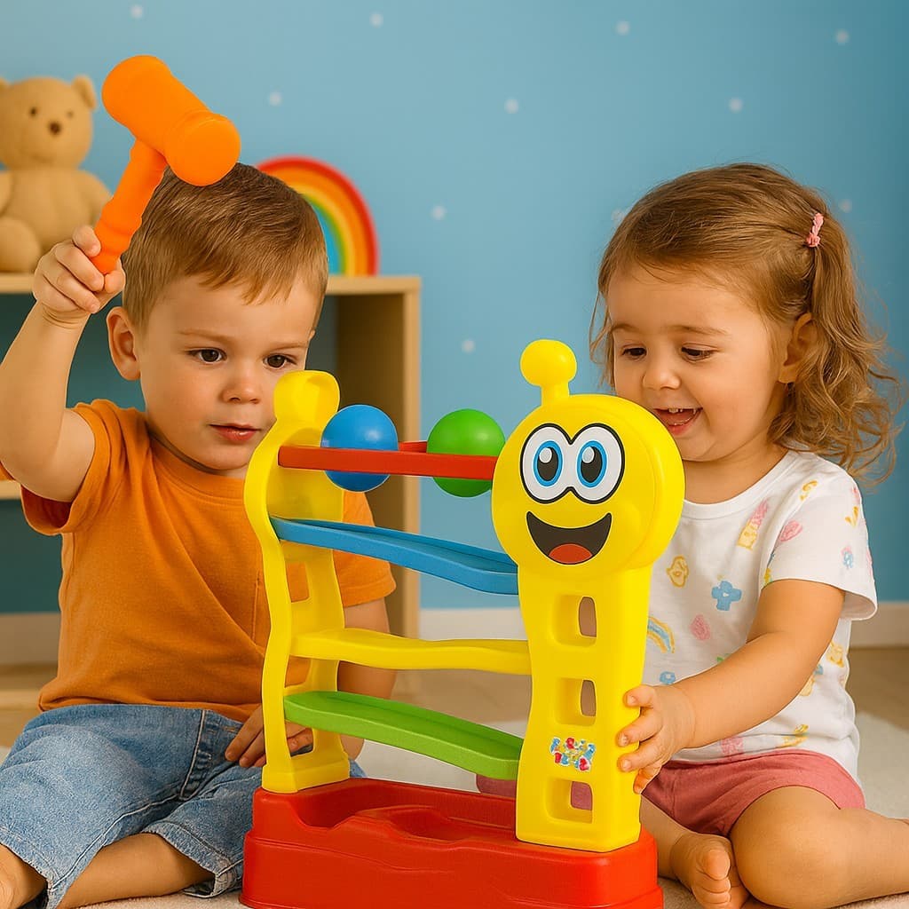 Brinquedo Educativo Infantil de Bater Bolinhas com Martelo  Coordenação Motora, Centopeia