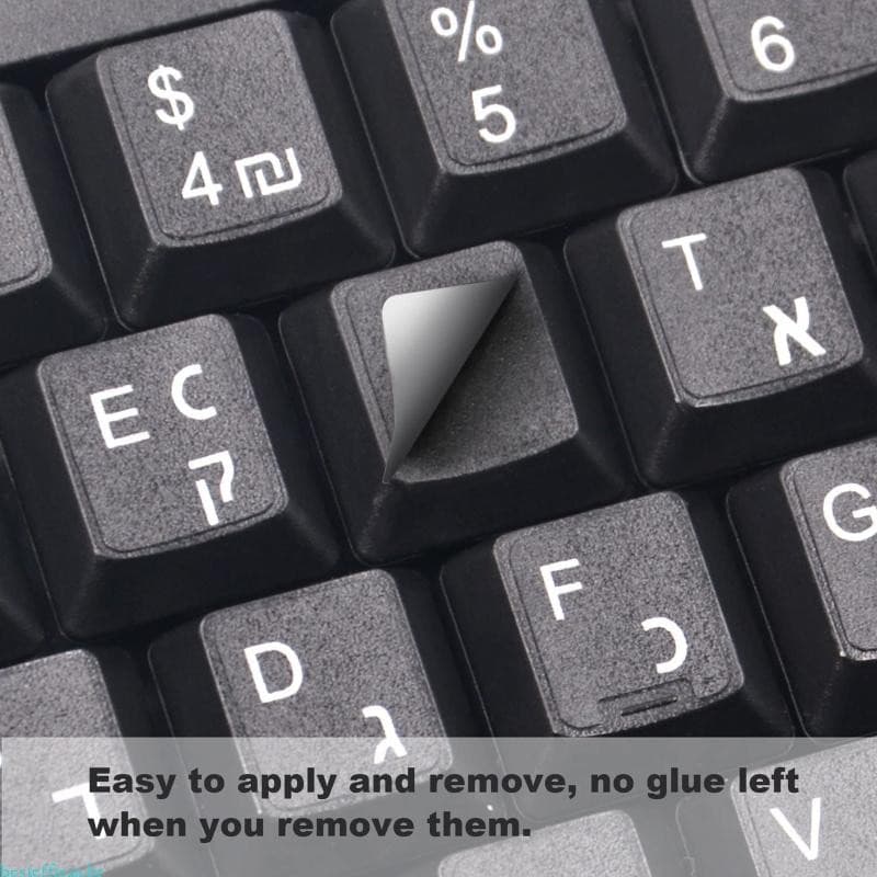 Adesivo Teclado , À Prova D , Durável , Botão , Adesivos Para Teclados Hebraicos , Letras Brancas Fund
