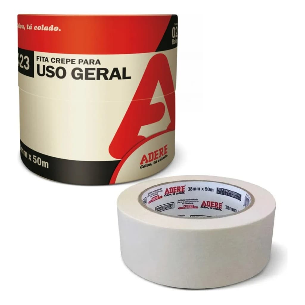 Fita Crepe LARGA Uso Geral Tamanho 38mm x 50m - Para Reforma E Outras Atividades