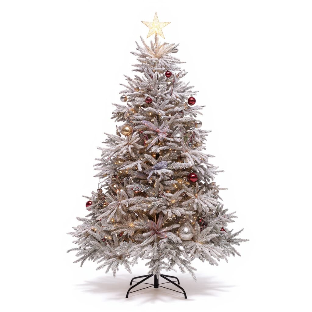 Árvore de natal Creta nevada 150cm com 386 hastes cheias cor verde luxo