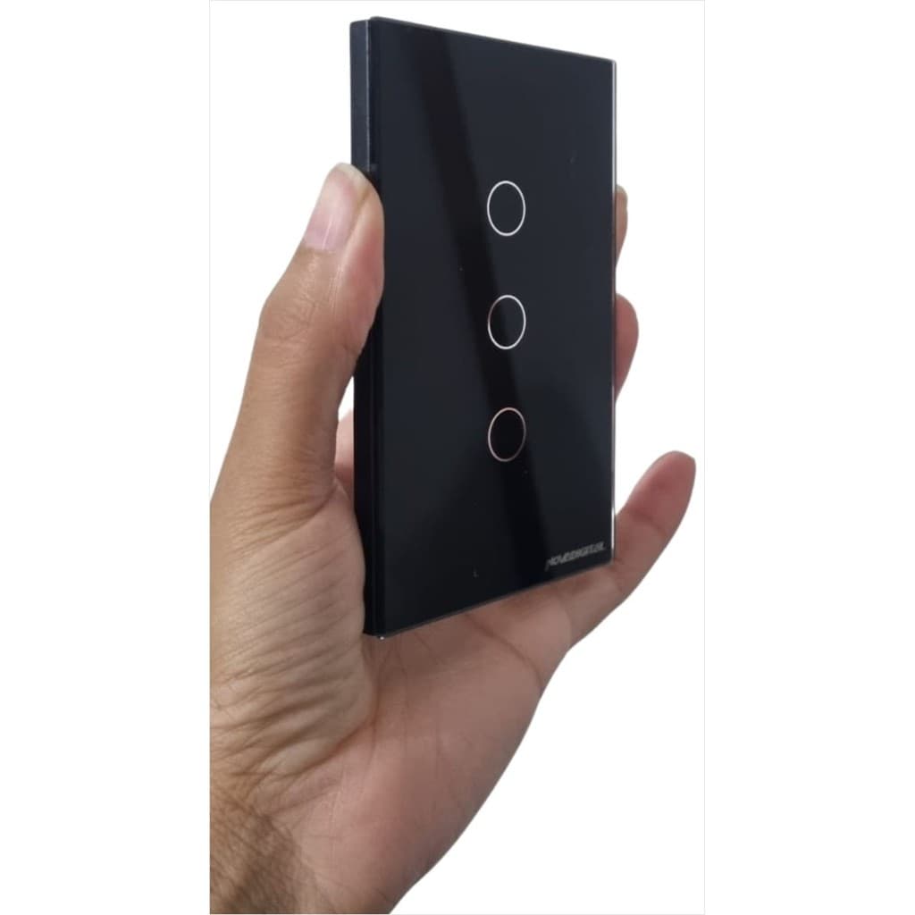 Espelho Frontal Vidro Para Interruptor 3 Botões Novadigital 4x2 Preto