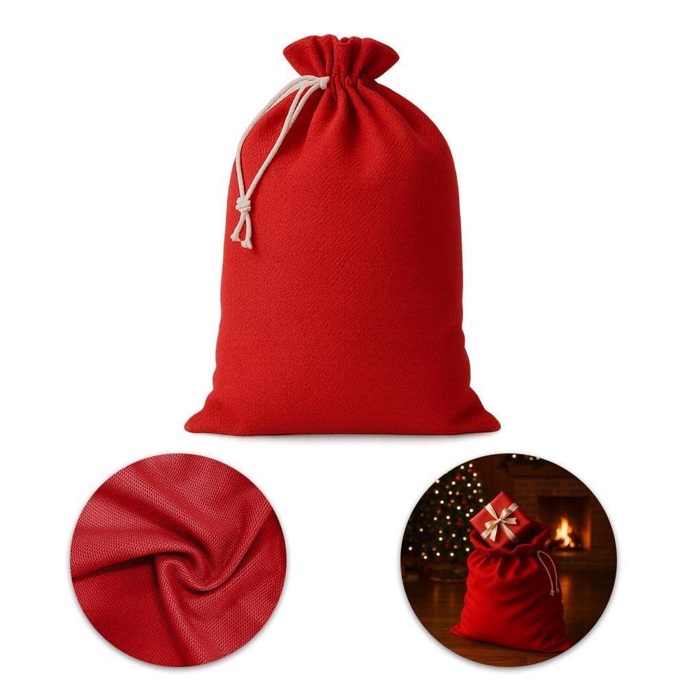 Bolsa do Papai Noel Vermelha 90x70 cm em Tecido Resistente Ideal para Presentes e Brindes de Natal