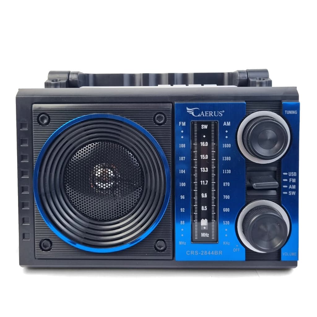 Rádio Portátil Azul Caerus CRS-2844BR 3 Bandas FM/AM/SW com USB e Cartão SD – 5W RMS