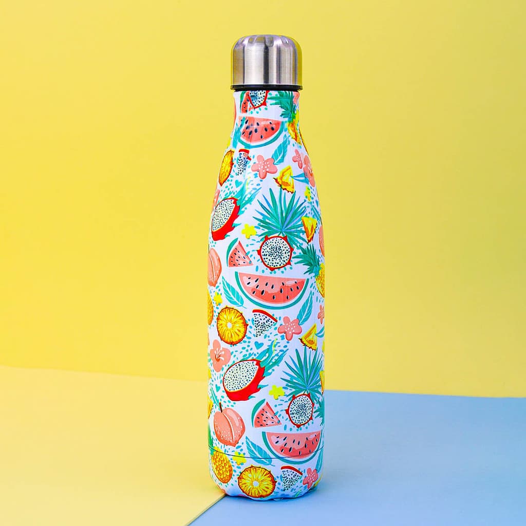 Garrafa Térmica Inox 500ml Com Estampa Frutas Coloridas