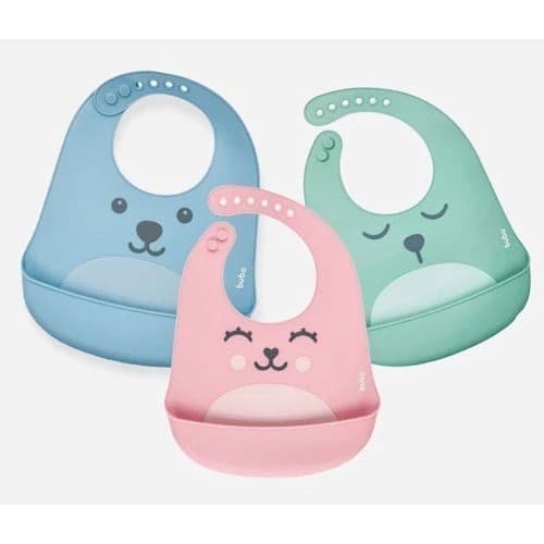 Babador Silicone Bolso Pega Migalhas Buba | Atóxico Ajustável | Bebê 3+ Meses | Fácil Higiene