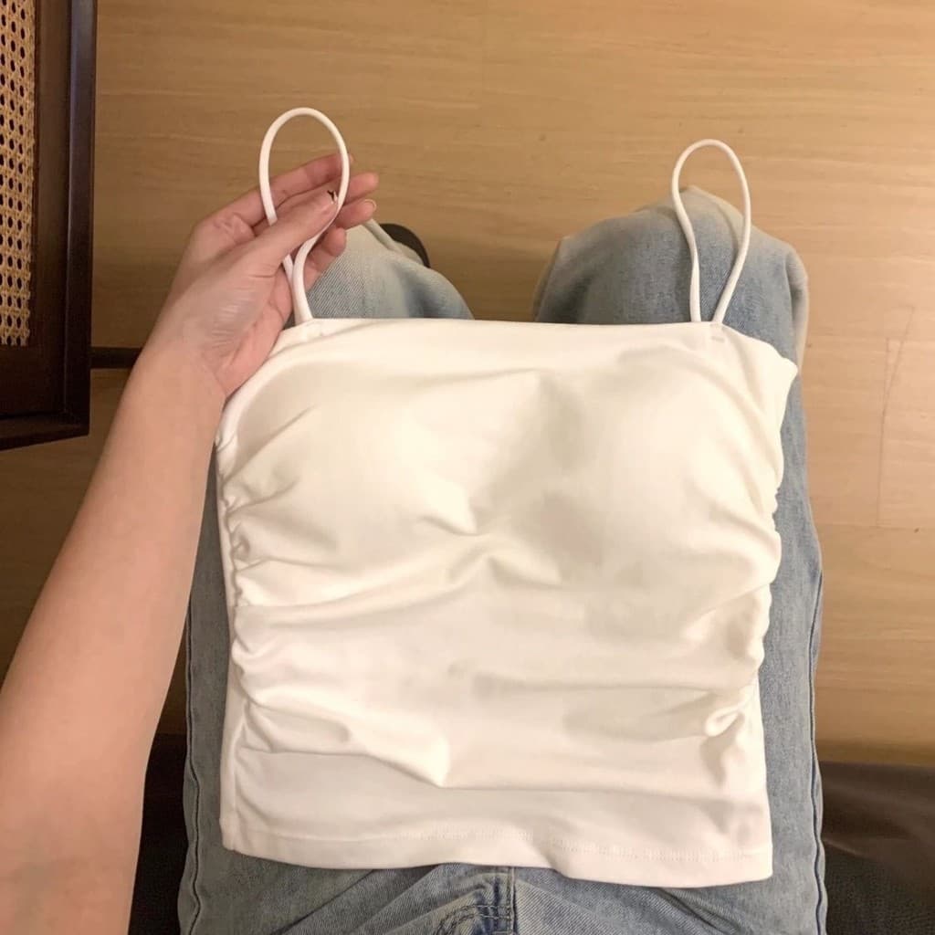 Camisola branca feminina verão puro desejo quente menina magro-ajuste mais magro olhar sem mangas interior superior plis