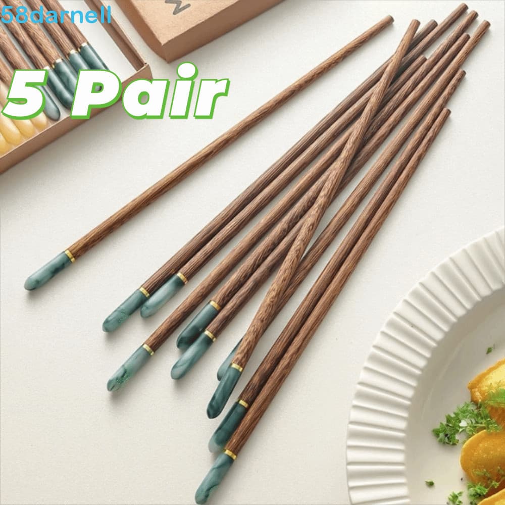 DARNELL 5 Pares De Pauzinhos De Jantar Chineses , Conjunto Cabeça De Jade Doméstico Confortável Para Segurar