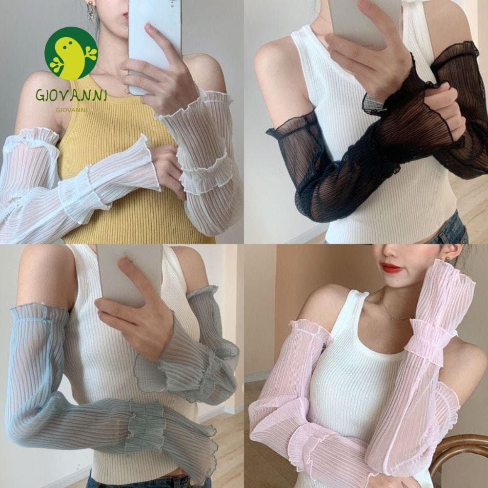 GIOVANNI Capas Para Braços Com Protetor Solar , Mangas Elásticas De Renda De Seda Gelada , Luvas Longas E Finas De Malha